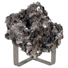 Pyrite geode sculpture on metal base